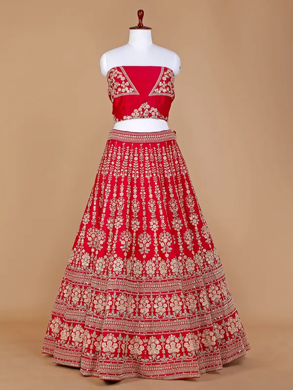 Bridal wear magenta unstitched lehenga choli