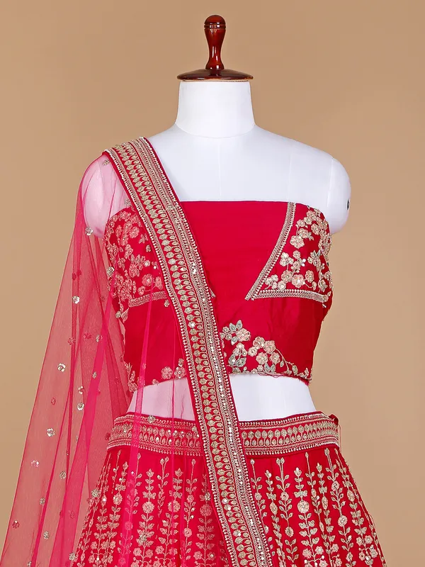 Bridal wear magenta unstitched lehenga choli