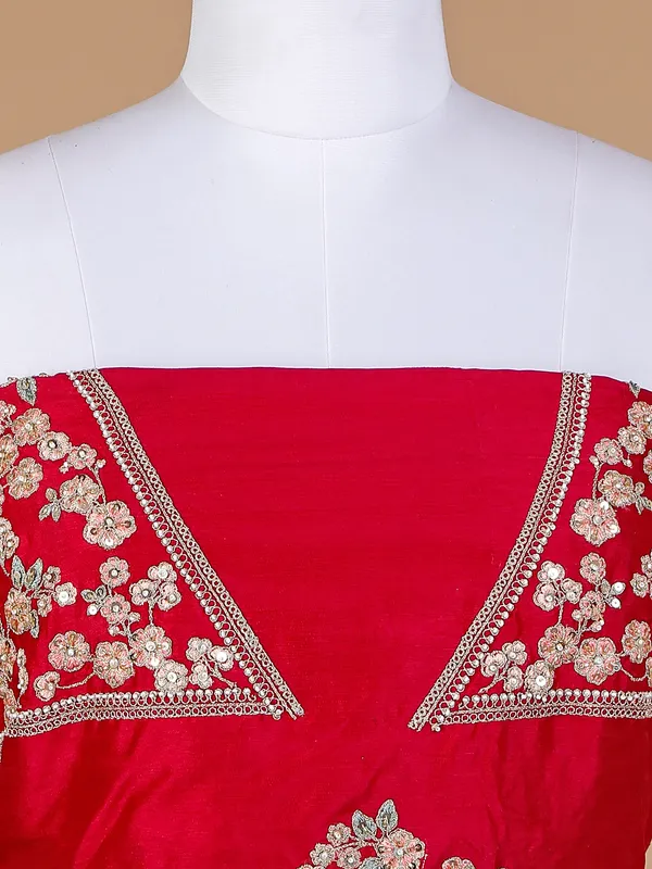 Bridal wear magenta unstitched lehenga choli