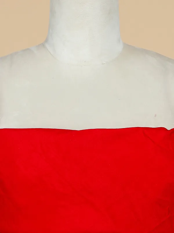 Bridal wear red unstitched silk lehenga choli