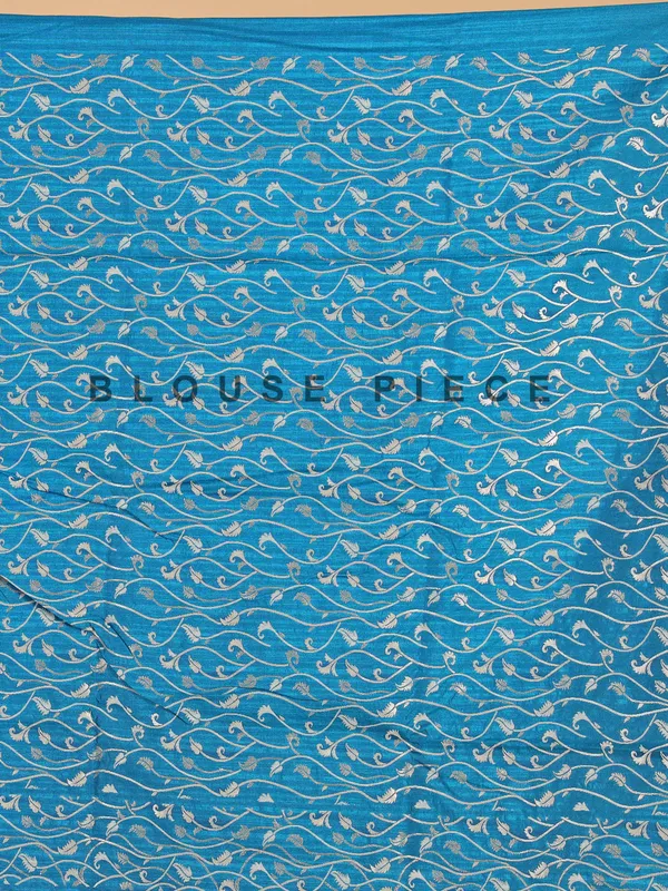 Bright blue semi silk saree for festive