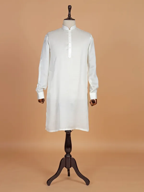 Bright cream cotton silk waistcoat set