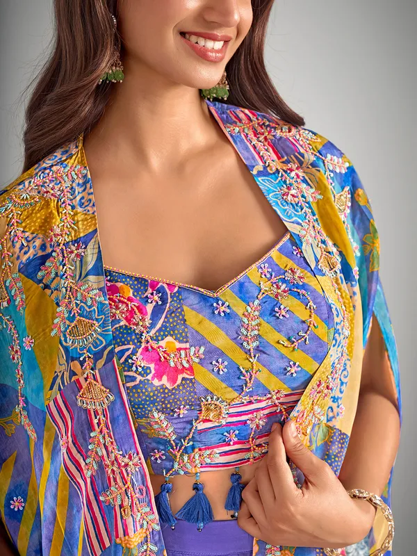 Bright lavender satin silk palazzo suit