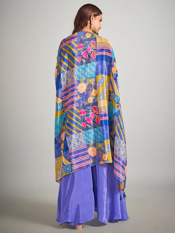Bright lavender satin silk palazzo suit
