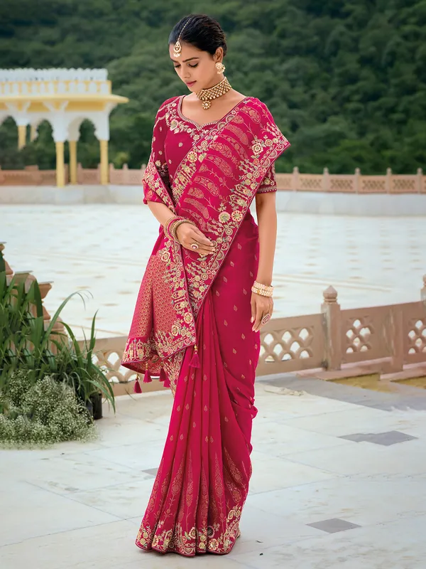 Bright maroon silk saree for wedding