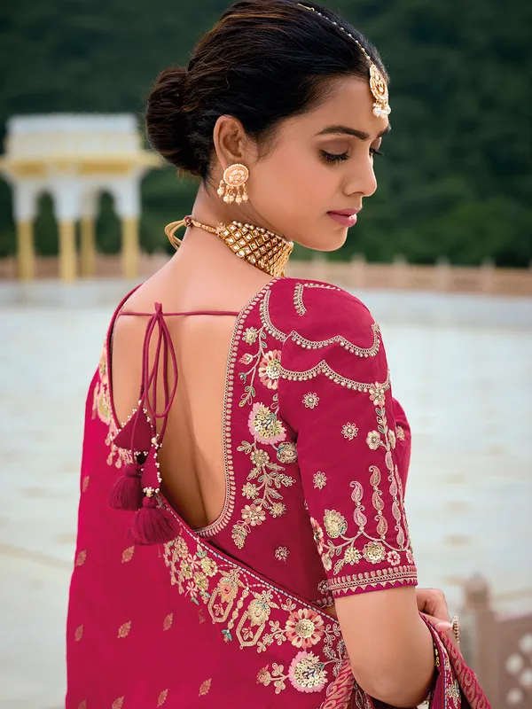 Bright maroon silk saree for wedding