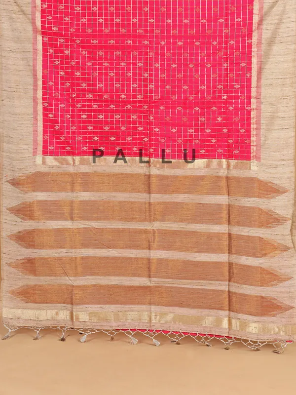 Bright pink art semi silk zari weaving saree