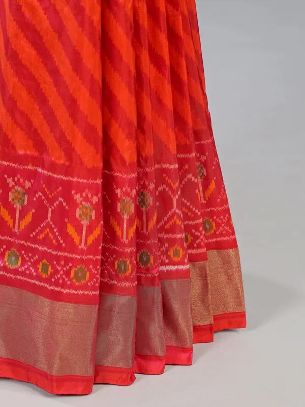 Bright pink printed patola silk saree