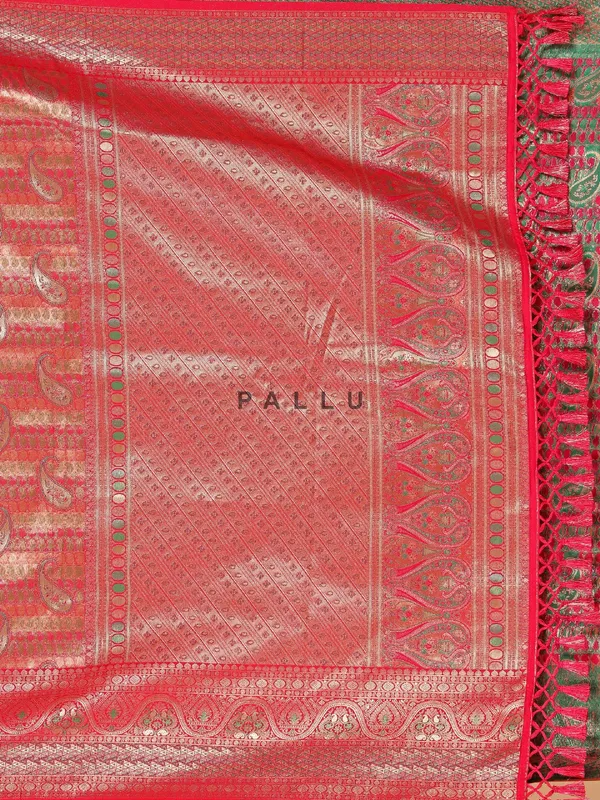 Bright pink silk thread and zari weave saree