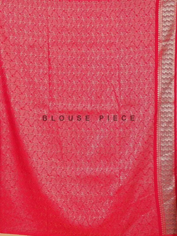 Bright pink silk thread and zari weave saree