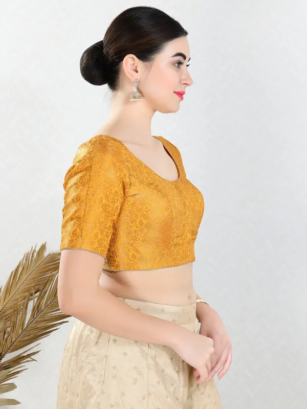Bright yellow jacquard ready made blouse
