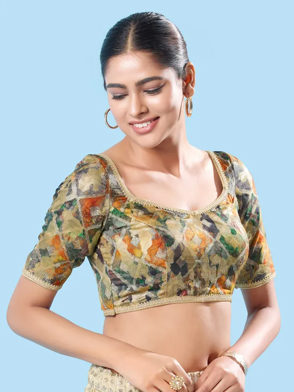 Brocade multi color printed blouse