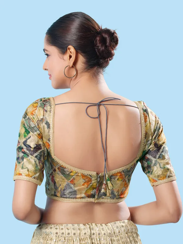 Brocade multi color printed blouse