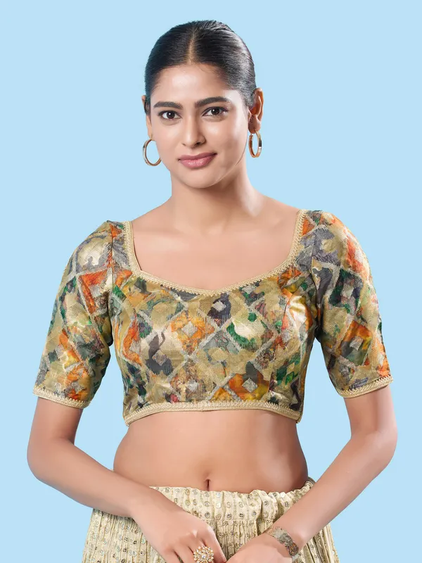Brocade multi color printed blouse
