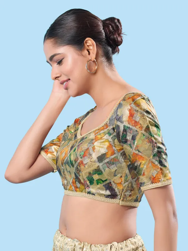 Brocade multi color printed blouse