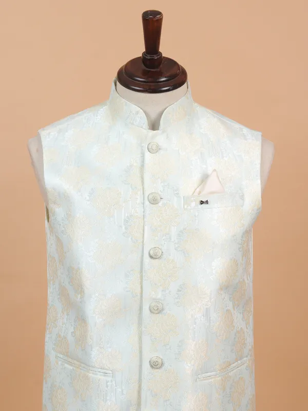 Brocade waistcoat in sky blue