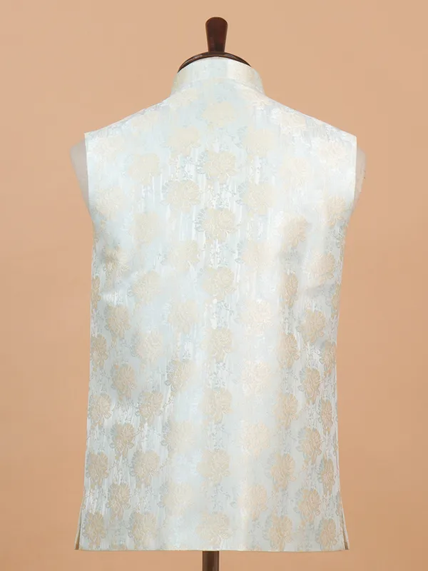Brocade waistcoat in sky blue