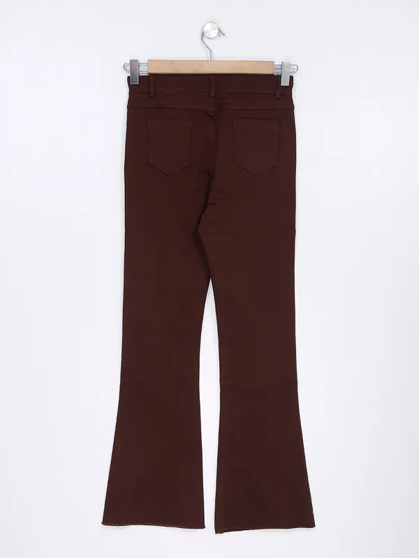 Brown bootcut solid jeans