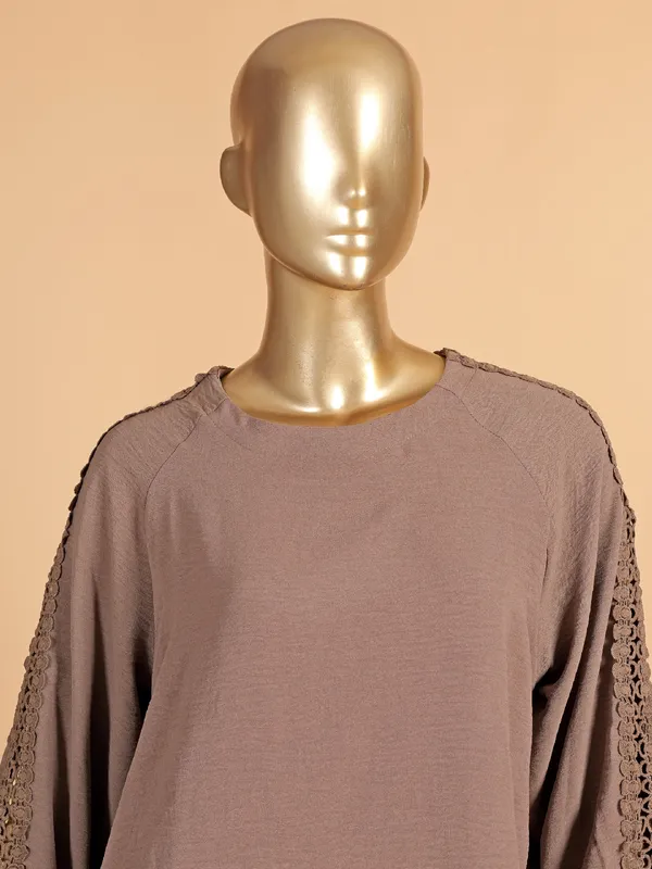 Brown cotton co ort set for women