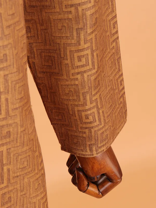 Brown cotton kurta suit for men