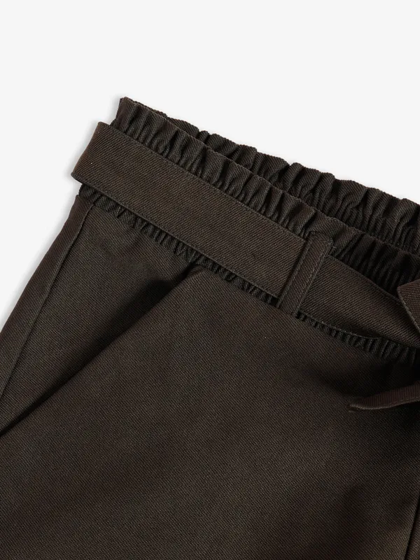 Brown cotton plain pant