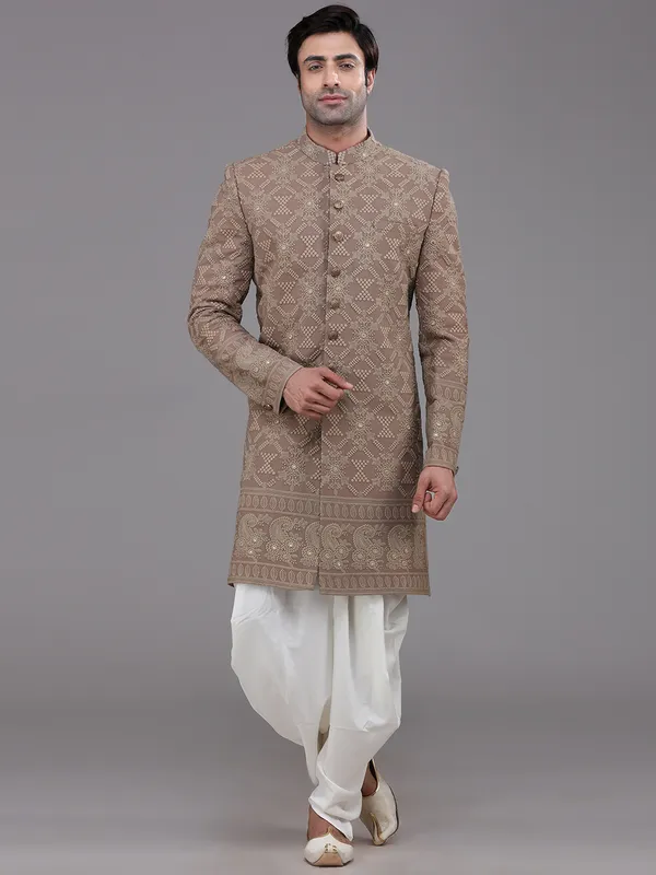 Brown georgette party wear indo western