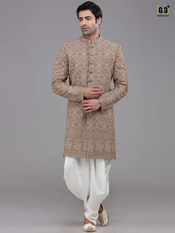 Brown georgette party wear indo western