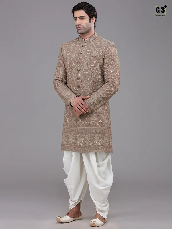 Brown georgette party wear indo western