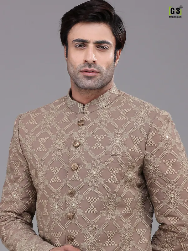 Brown georgette party wear indo western