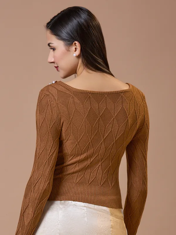 Brown knitted readymade blouse
