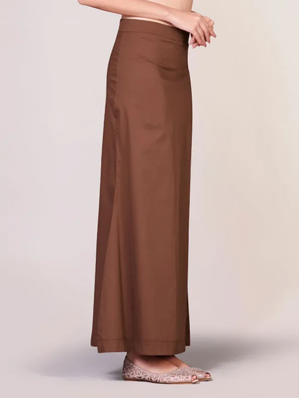 Brown lycra cotton plain petticoat