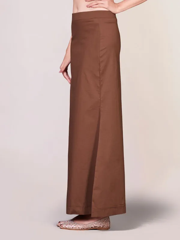 Brown lycra cotton plain petticoat