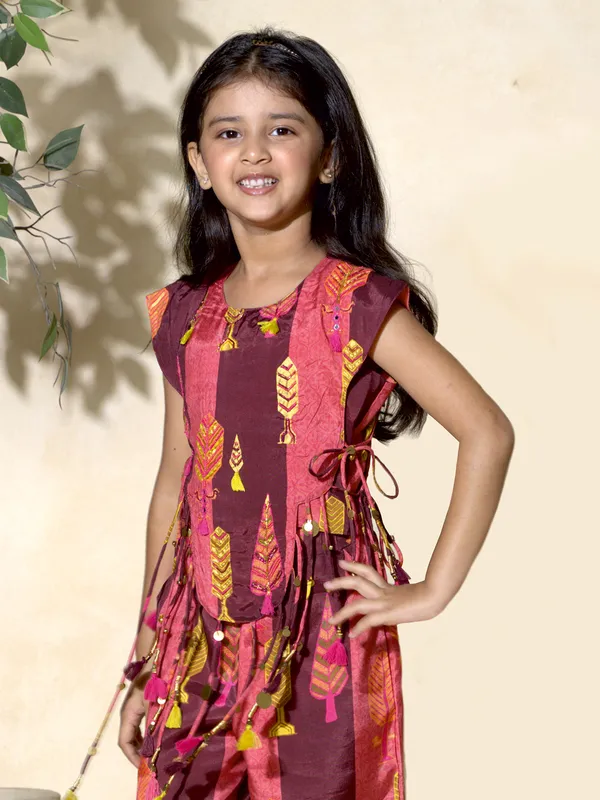 Brown nad orange silk co-ord set