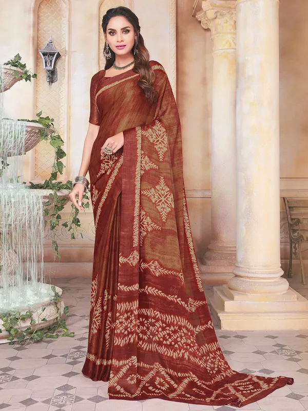 Brown pleasant festive events crepe saree