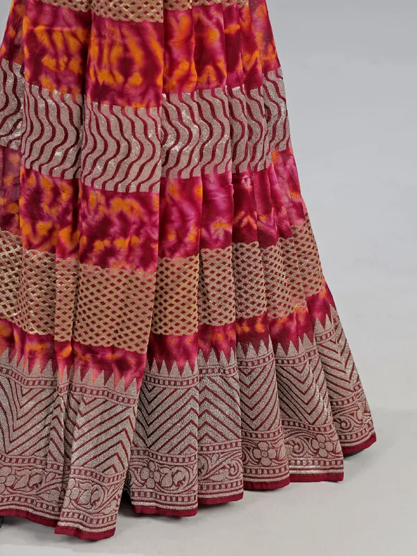 Brown printed georgette saree for wedding wear