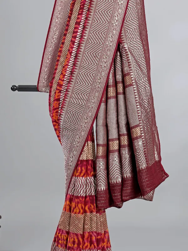 Brown printed georgette saree for wedding wear