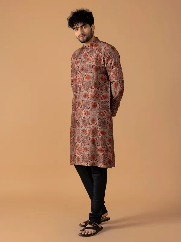 Brown printed  Men Kurta pajama for festive