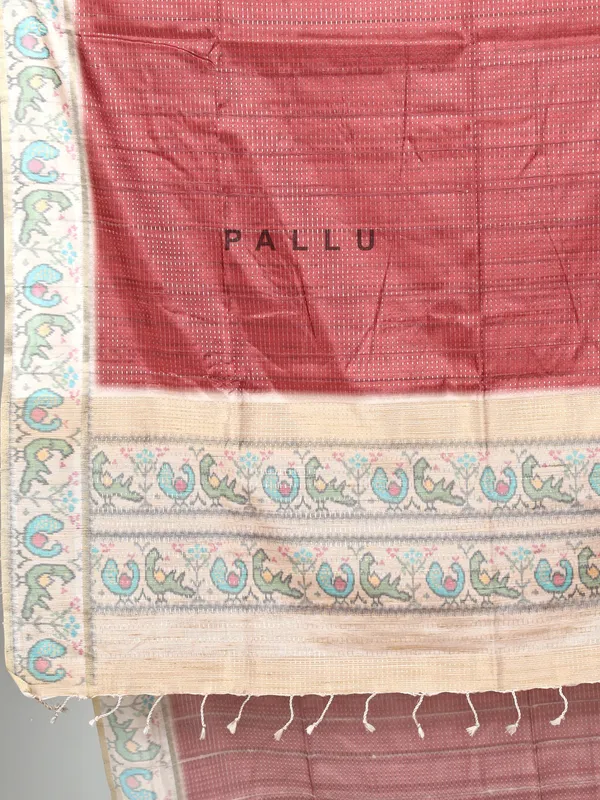 Brown semi cotton silk saree for festive