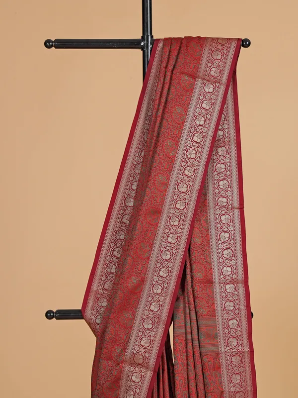 Brown silk saree with attractive motifs
