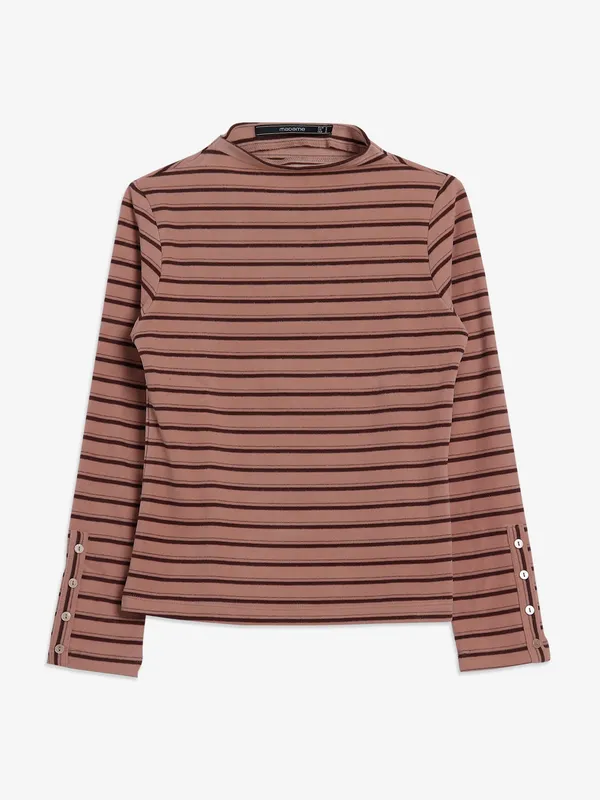 Brown suede stripe top