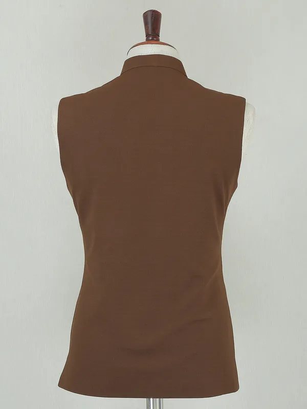 Brown terry rayon wedding wear waistcoat