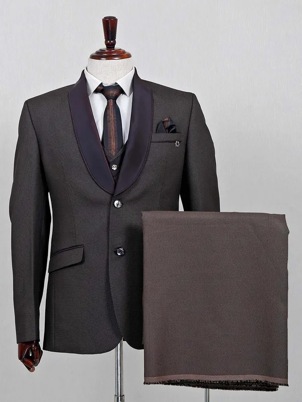 Brown three piece terry rayon coat suit