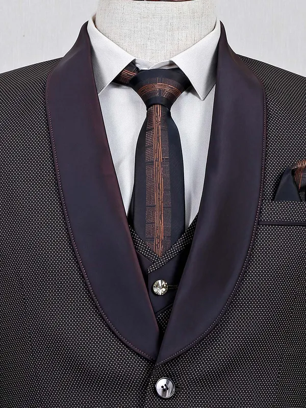 Brown three piece terry rayon coat suit