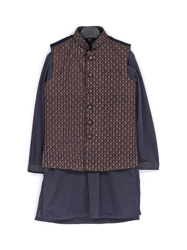 Navy and brown waistcoat set for wedding