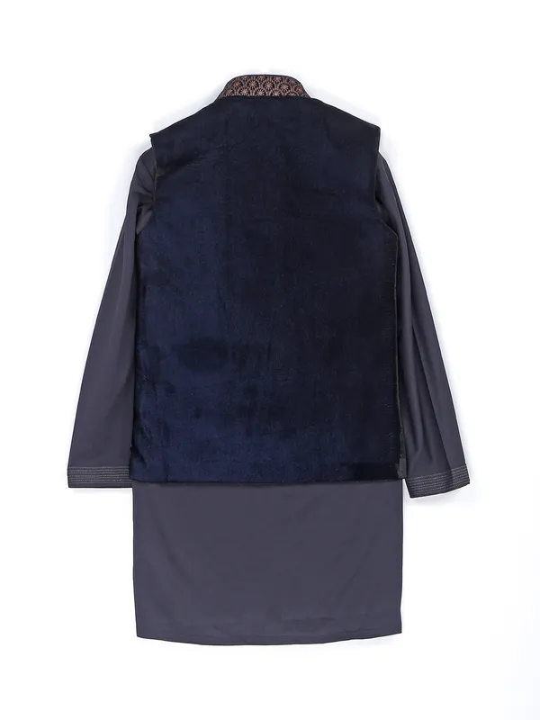 Navy and brown waistcoat set for wedding