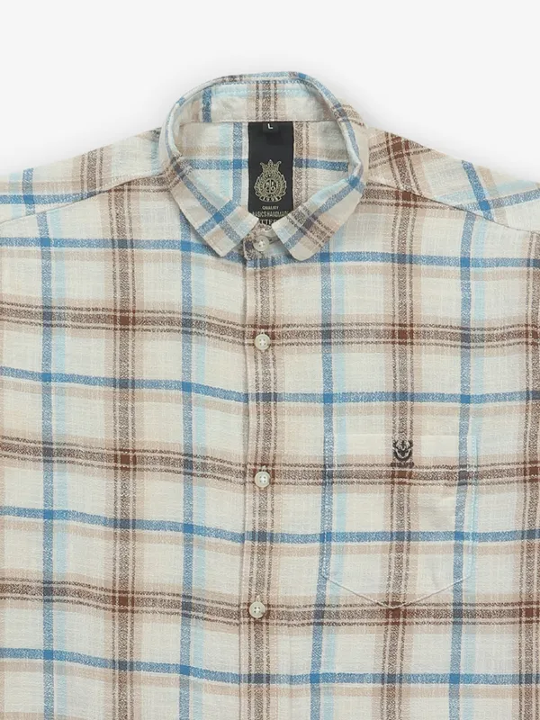 BUTTERFLY beige and brown checks cotton shirt