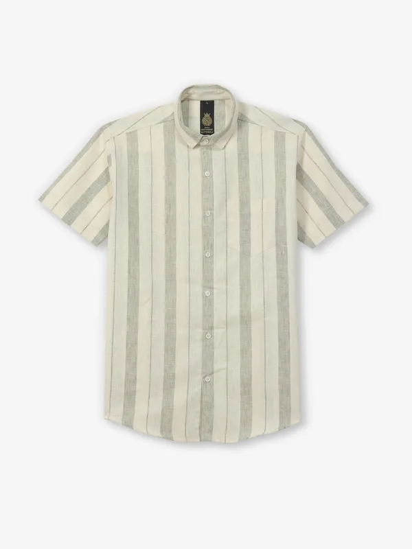 BUTTERFLY beige cotton shirt with stripe