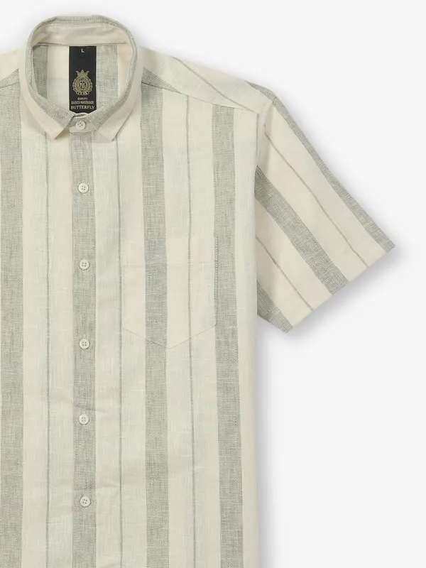 BUTTERFLY beige cotton shirt with stripe