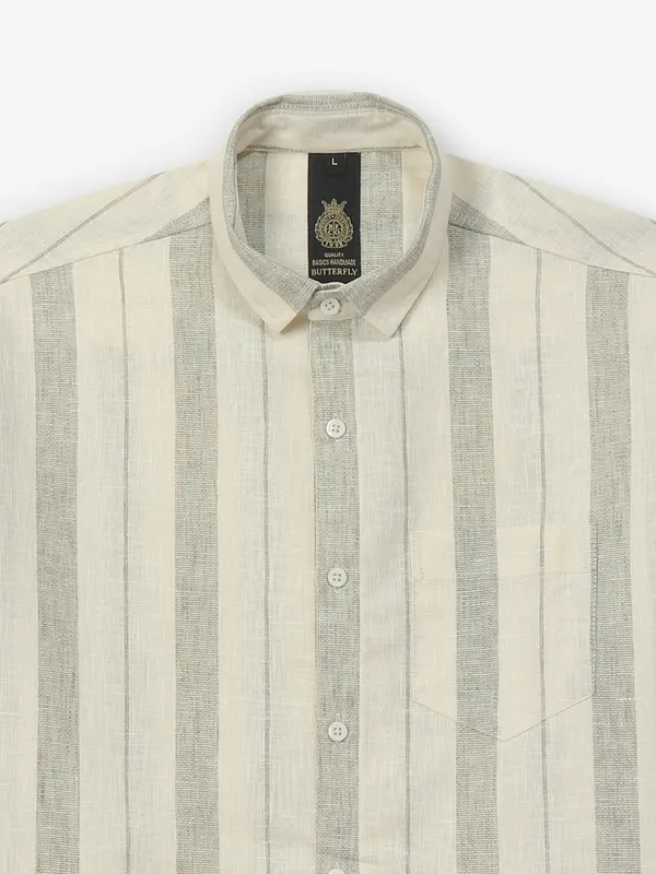 BUTTERFLY beige cotton shirt with stripe