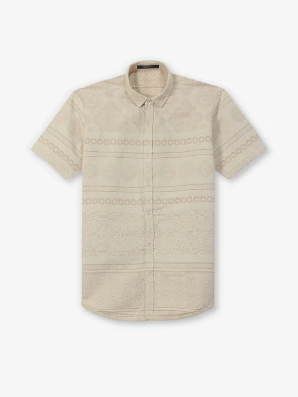 BUTTERFLY beige printed cotton shirt